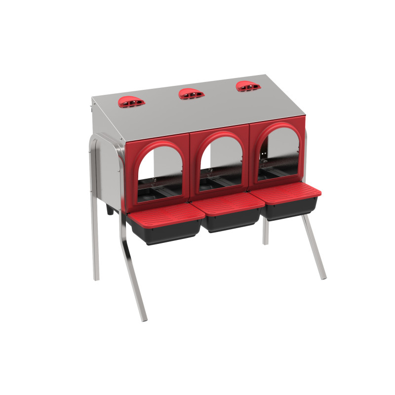 Ponedero interior metálico "Platinum"3 departamentos con patas